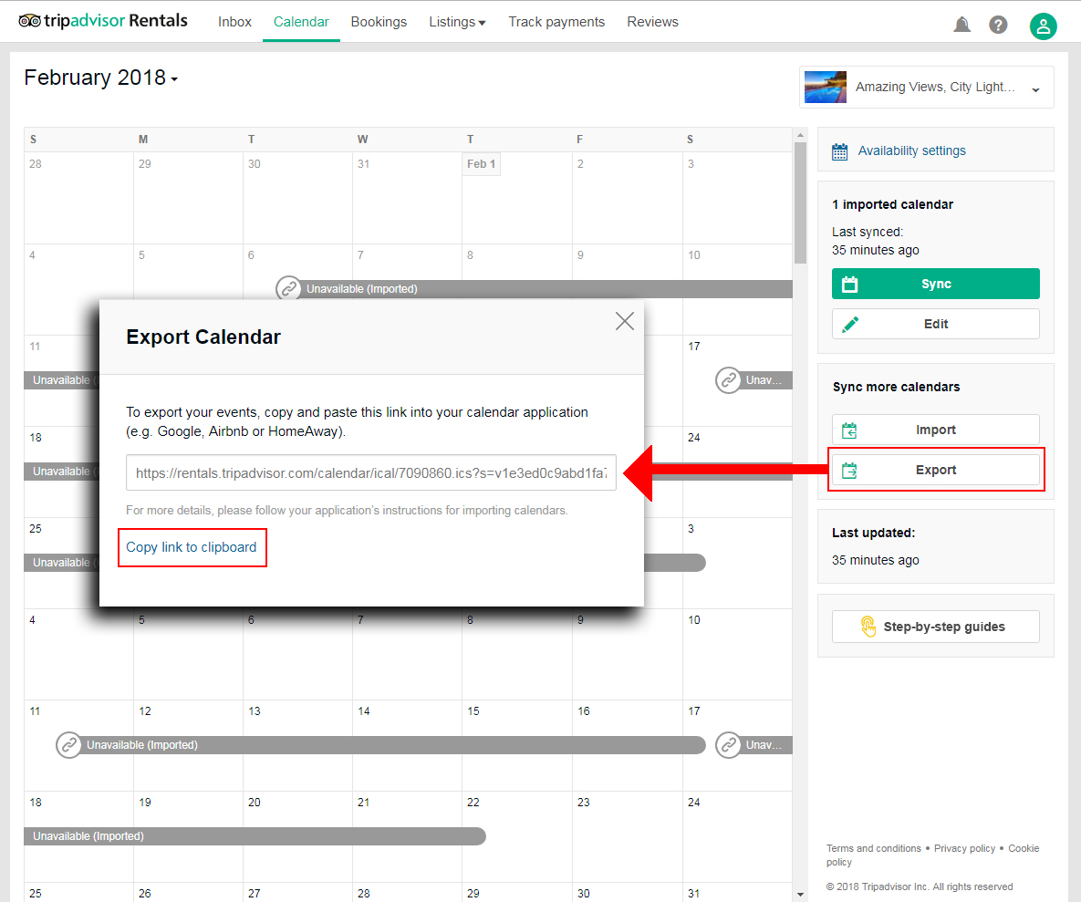 How to Export calendar from TripAdvisor 